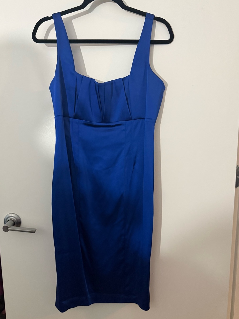 Calvin Klein Elegant Royal Blue Sheath Dress with Square Neckline - Picture 2 of 8